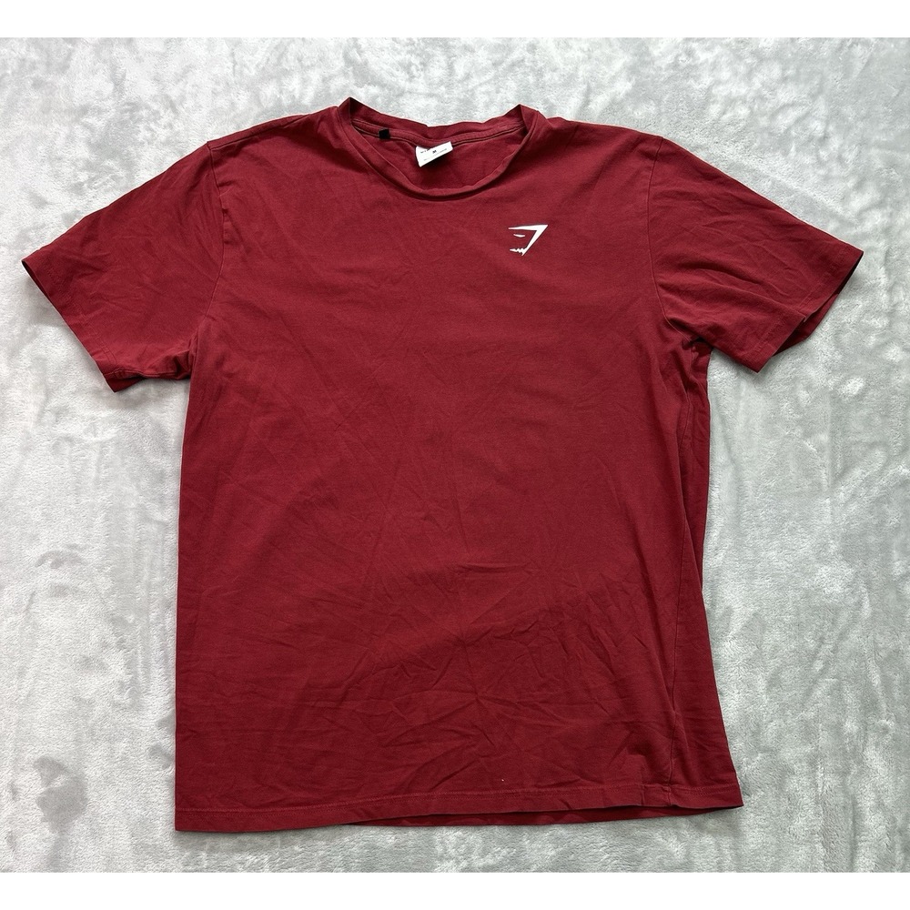 Gymshark T-Shirt Mens Med Maroon Short Sleeve Gym Workout Lifting Performance